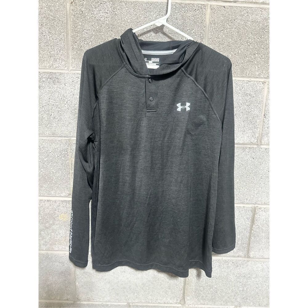 Under Armour Men's Tech Popover Henley Long Sleeve Shirt Black Size Medium